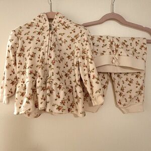 Ralph Lauren Floral Cream Terry Cloth Sweat Suit